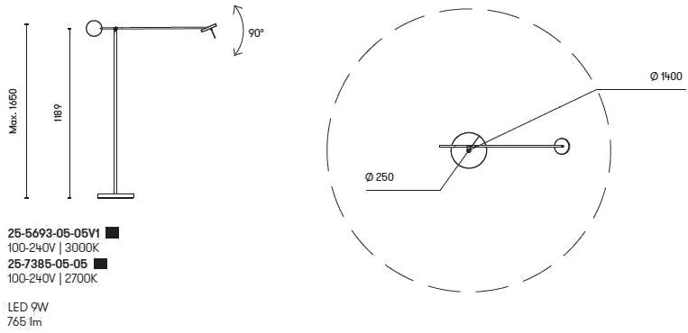 Регулируемый светодиодный торшер из стали Invisible Santreyd sun-id-1456193 - Вид №11