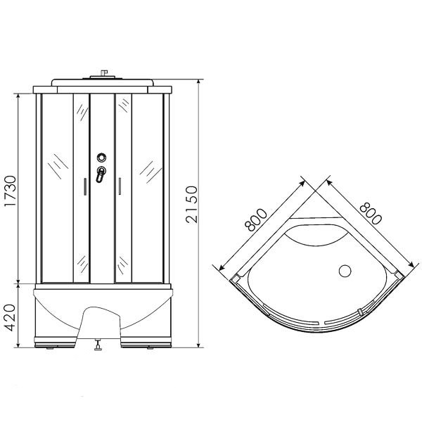 Душевая кабина Erlit Comfort ER3508P-C3 80x80 низкий поддон матовое стекло ER3508P-C3 1315115 - Вид №1