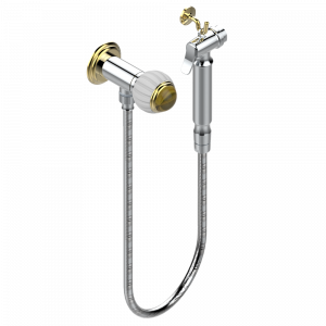 A8R-5840/8 Душ гигиенический: вентиль, 1.25 м шланг, крючок, вывод для душа и лейка с клапаном (возможны только следующие покрытия A02, B01,C01, D03, E02, F01, G01,G02) Thg-paris Vogue тигровый глаз Хром/золото