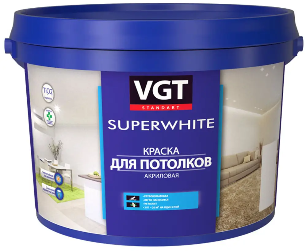 90539849 Краска для стен и потолков VGT 2366 цвет белый 7 л STLM-0271810