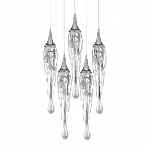 Светильник подвесной 120х30 см хром Goddess Tears P68009L-5/R DELIGHT COLLECTION ДИЗАЙНЕРСКИЕ 00-3882308 Прозрачный;хром