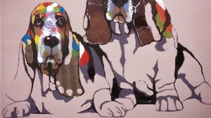 Картина на холсте 100х100 см "Бассет хаунд" EVENHOME КАРТИНЫ МАСЛОМ 129738 Бежевый;коричневый