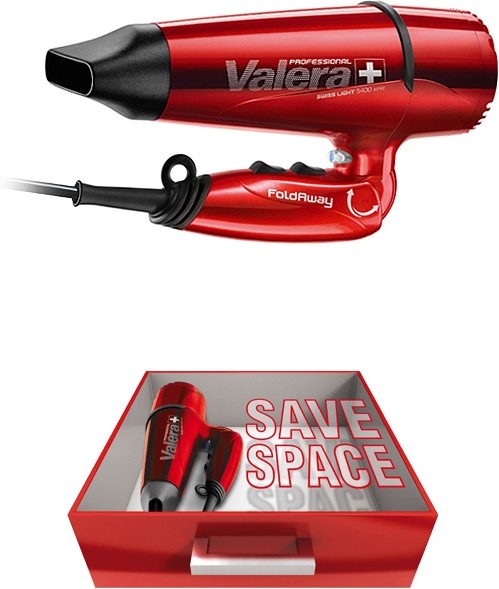 Valera Swiss Light 5400 Fold Away Ionic red Мод.SL 5400T красный - 2000 Вт - Сверхлегкий профессиональный фен со складной ручкой и ионным генератором. 55605014  - Вид №1