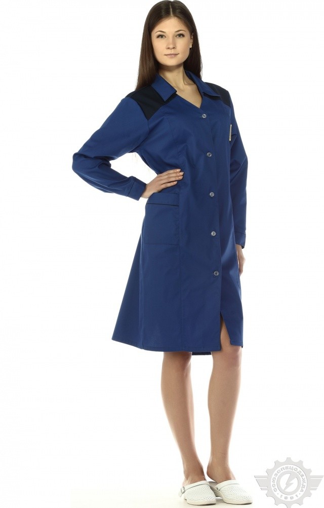 65721 Халат "Мастерица" женский василек с темно-синим  Одежда для обслуживающего персонала  размер 52-54/158-164 Спецодежда  - Вид №6