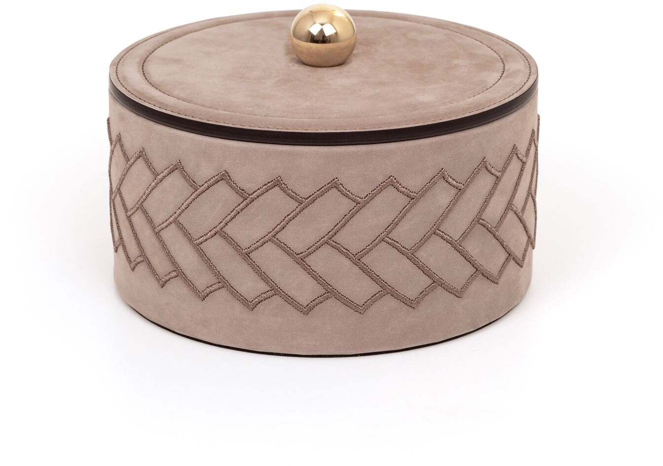 Lily Box - Ø 13XH8 см / металл-хром/нубук-кожа_кофе