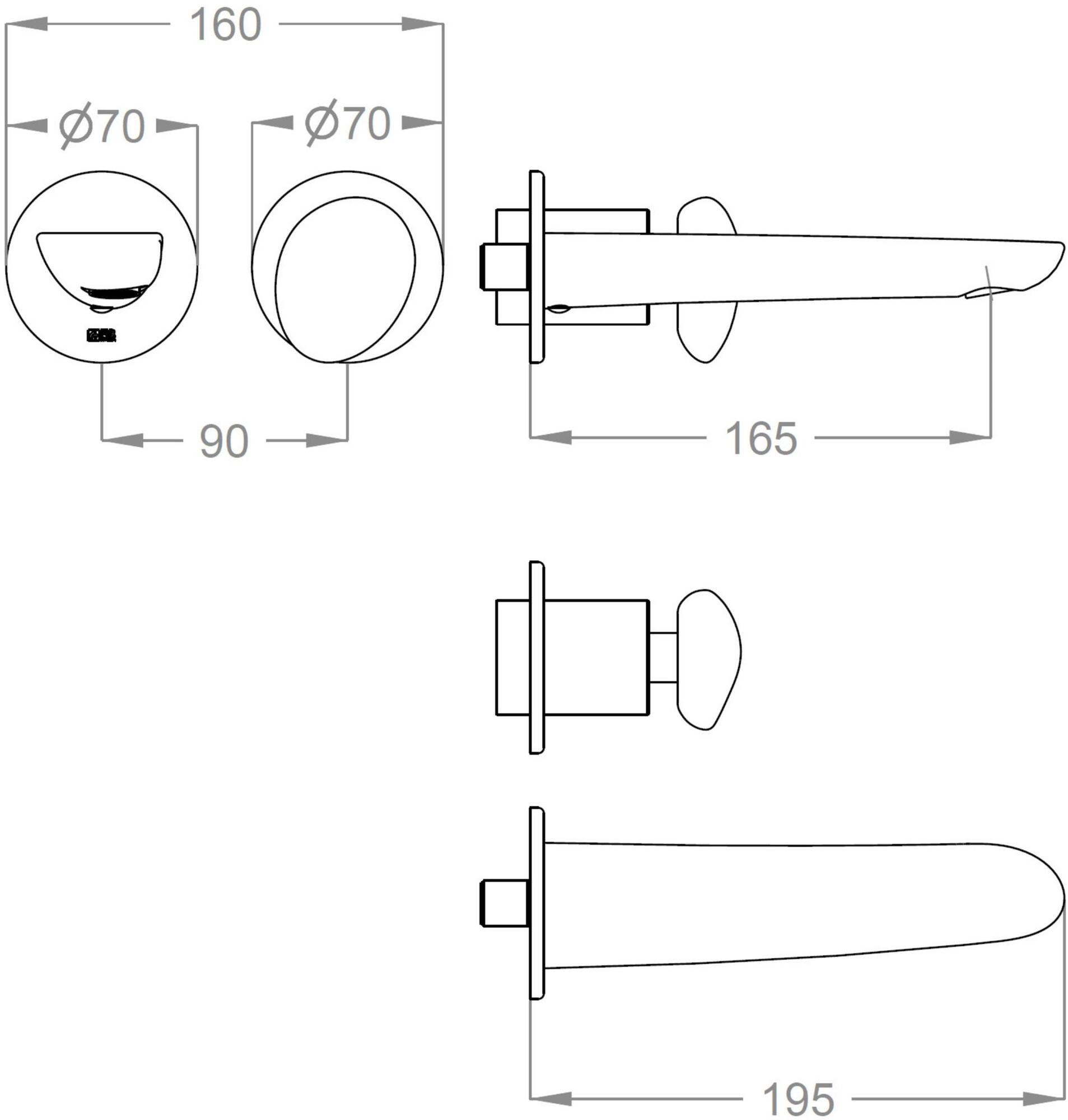 Fir Italia Смеситель для умывальника настенный из латуни с одной ручкой Synergy stone 95 9518108 - Вид №1