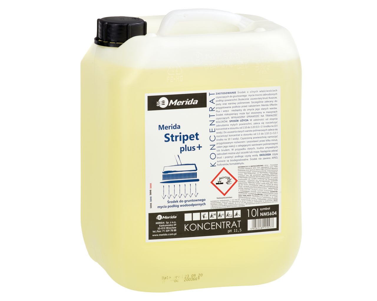 NMS604 Средство STRIPET PLUS для тщательной очистки водостойких поверхностей, канистра 10 л Merida 