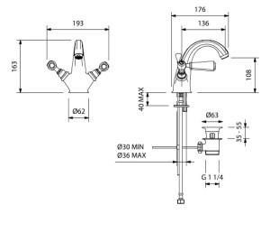 Смеситель для раковины с одним отверстием и автоматическим сливом
