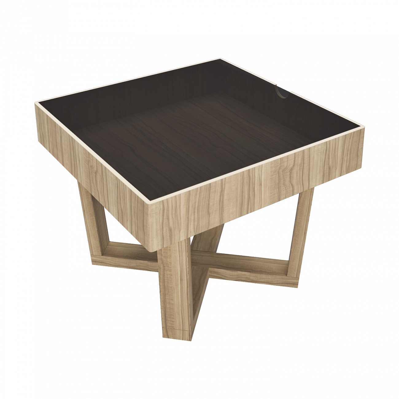 Приставной столик деревянный с черным стеклянным топом Lago Maggiore Light Brown PUSHA PUSHA 062907 Бежевый;черный  - Вид №1