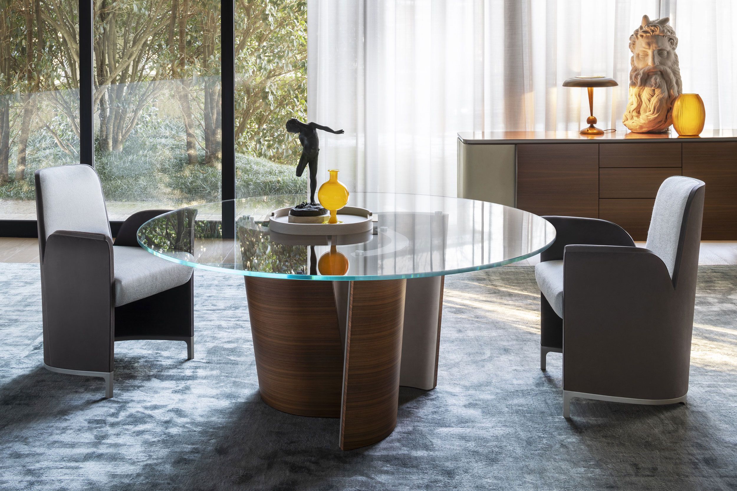 Круглый стол из дерева и стекла OAK New York Suite ARCH-00033660 - Вид №2