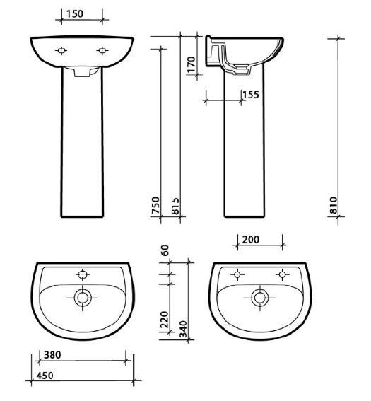 GN4821WH Рукомойник Twyford Galerie Santreyd - Вид №2