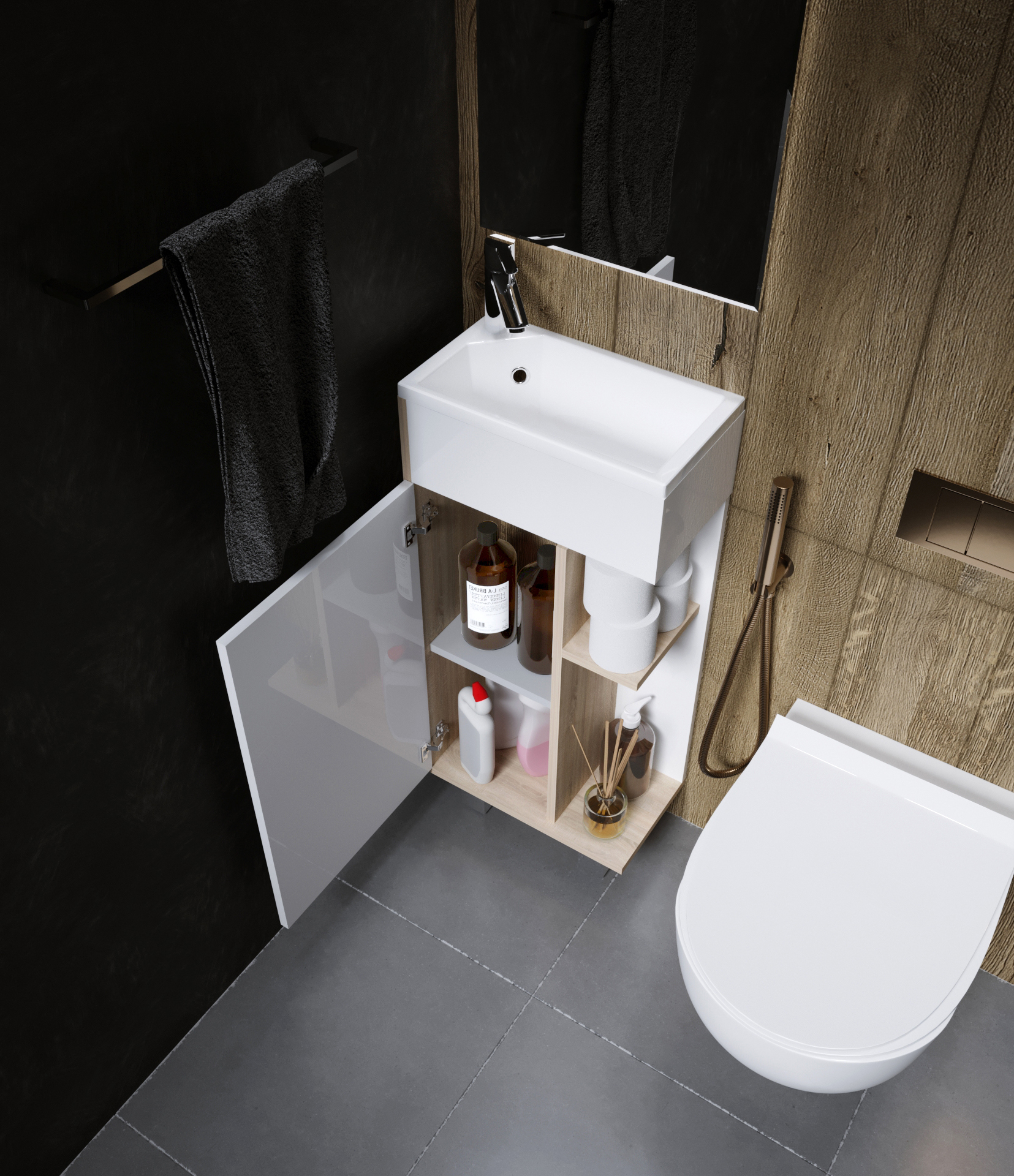 У85930 Тумба с раковиной Laura 40Н 1д. Дуб Сонома 1 Marka Laura - Вид №2