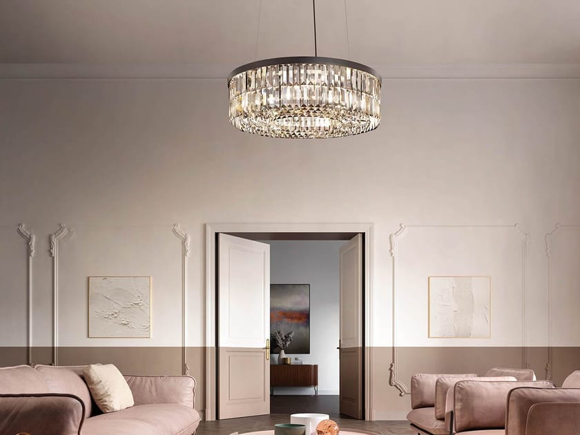 Окрашенный металлический подвесной светильник с кристаллами Masiero палладий ARCH-00049156