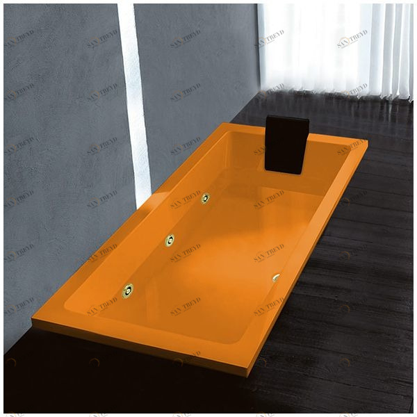 Ванна Gruppo treesse Quadra 170 V0727-DX-OZ оранжевая с золотой фурнитурой гидромассажем прямоугольная встроенная правая STDV0727DXOZ