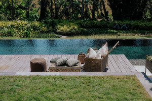 Круглая веревка сад пуфик