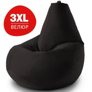 91616076 Кресло-мешок Bean joy XXXL 95x130x95 см велюр цвет черный STLM-1453722
