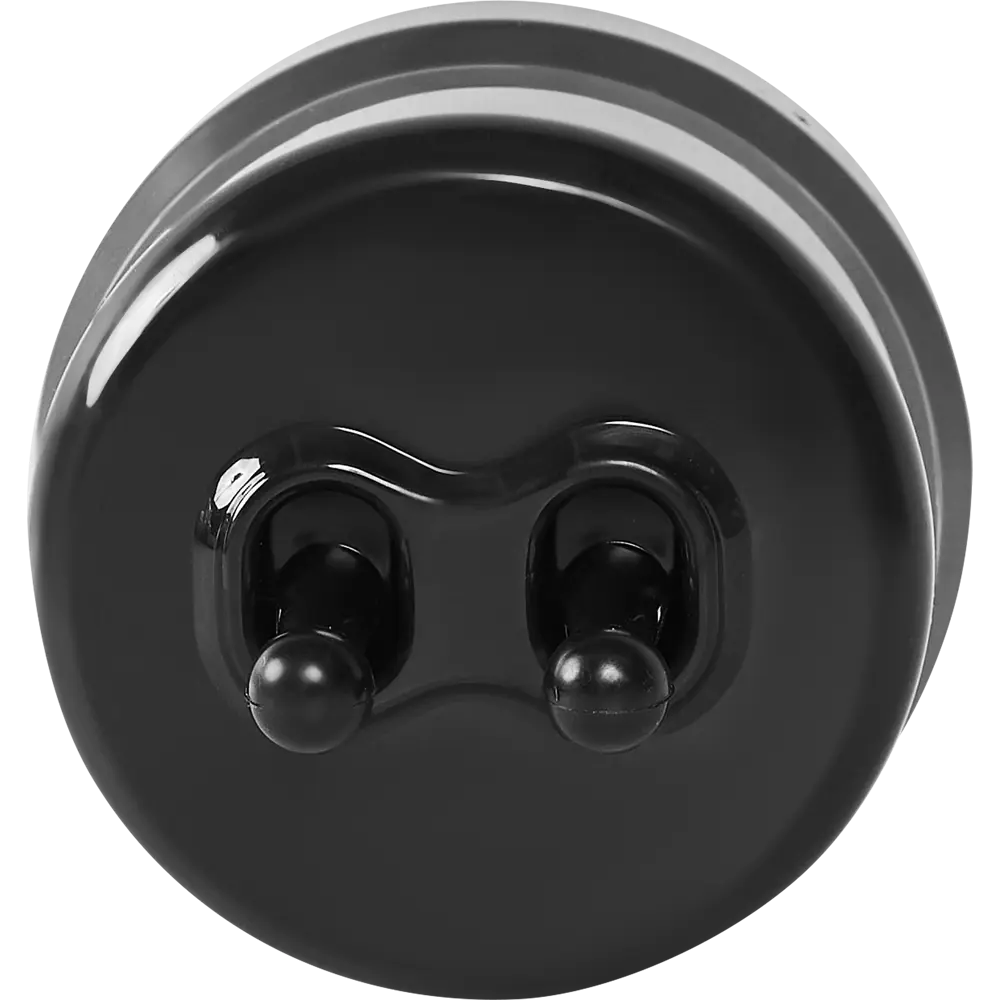 Выключатель Electraline двухклавишный накладной в глянцевом черном корпусе 84229214 Лофт STLM-0047241 - Вид №1