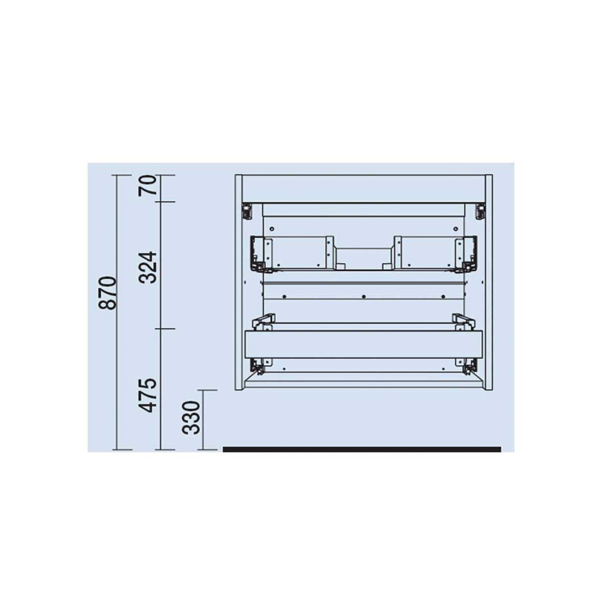 22635 SALGAR Мебель для умывальника SPIRIT 1000 2 металлических ящика GLOSS WHITE 997 x 540 x 450 мм Глянцевый белый - Вид №5