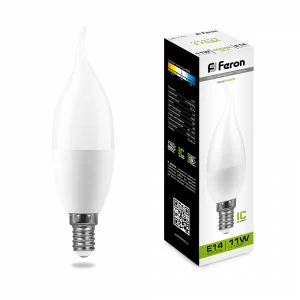 Лампа светодиодная Feron "Свеча на ветру" E14 11W 4000K LB-770 25940 FERON  00-3956678 Матовый