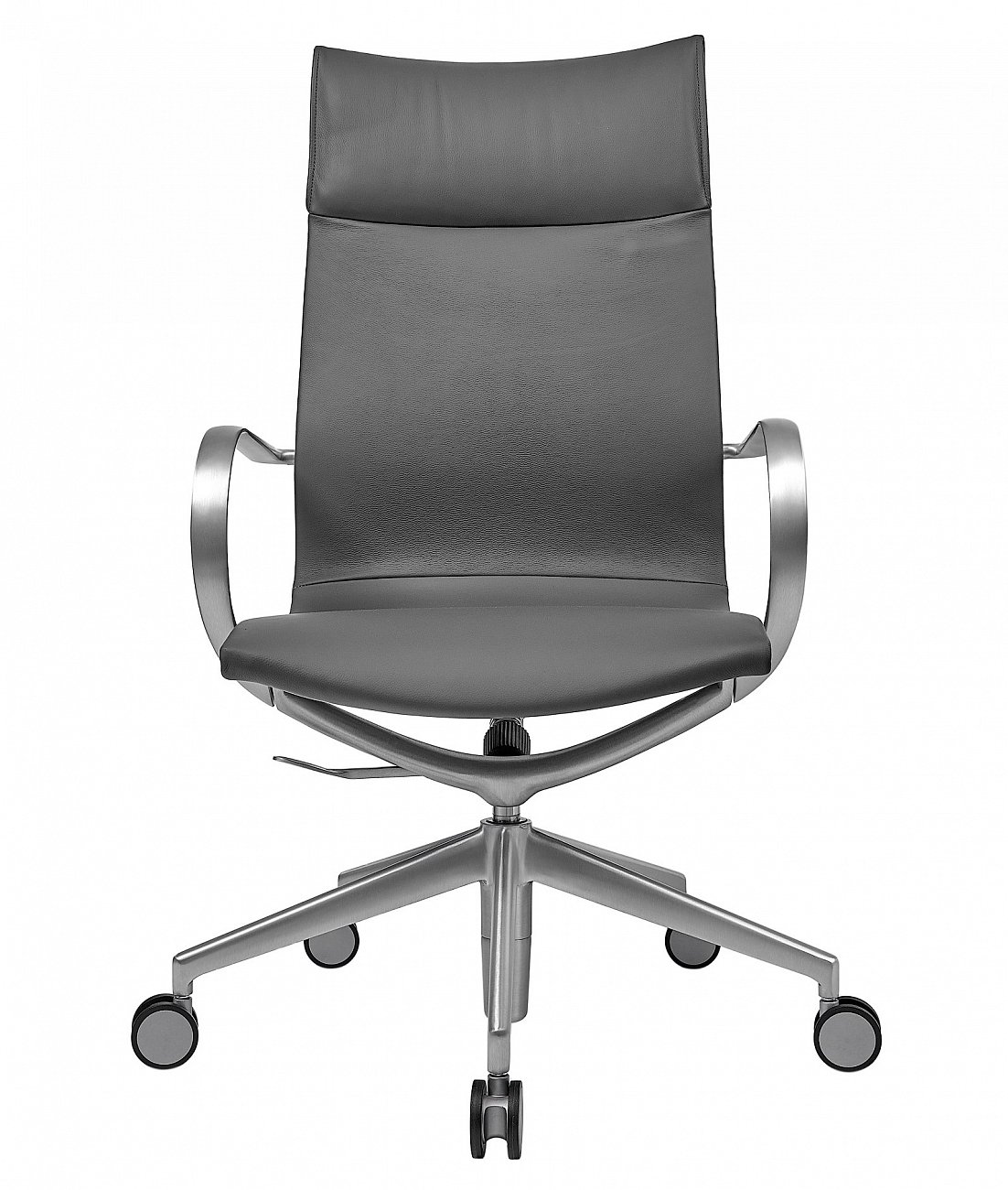 Кресло офисное кожаное с алюминиевыми подлокотниками 106х51 см серое Mercury HB SOHO DESIGN ДИЗАЙНЕРСКИЕ 00-3886284 Серый  - Вид №4