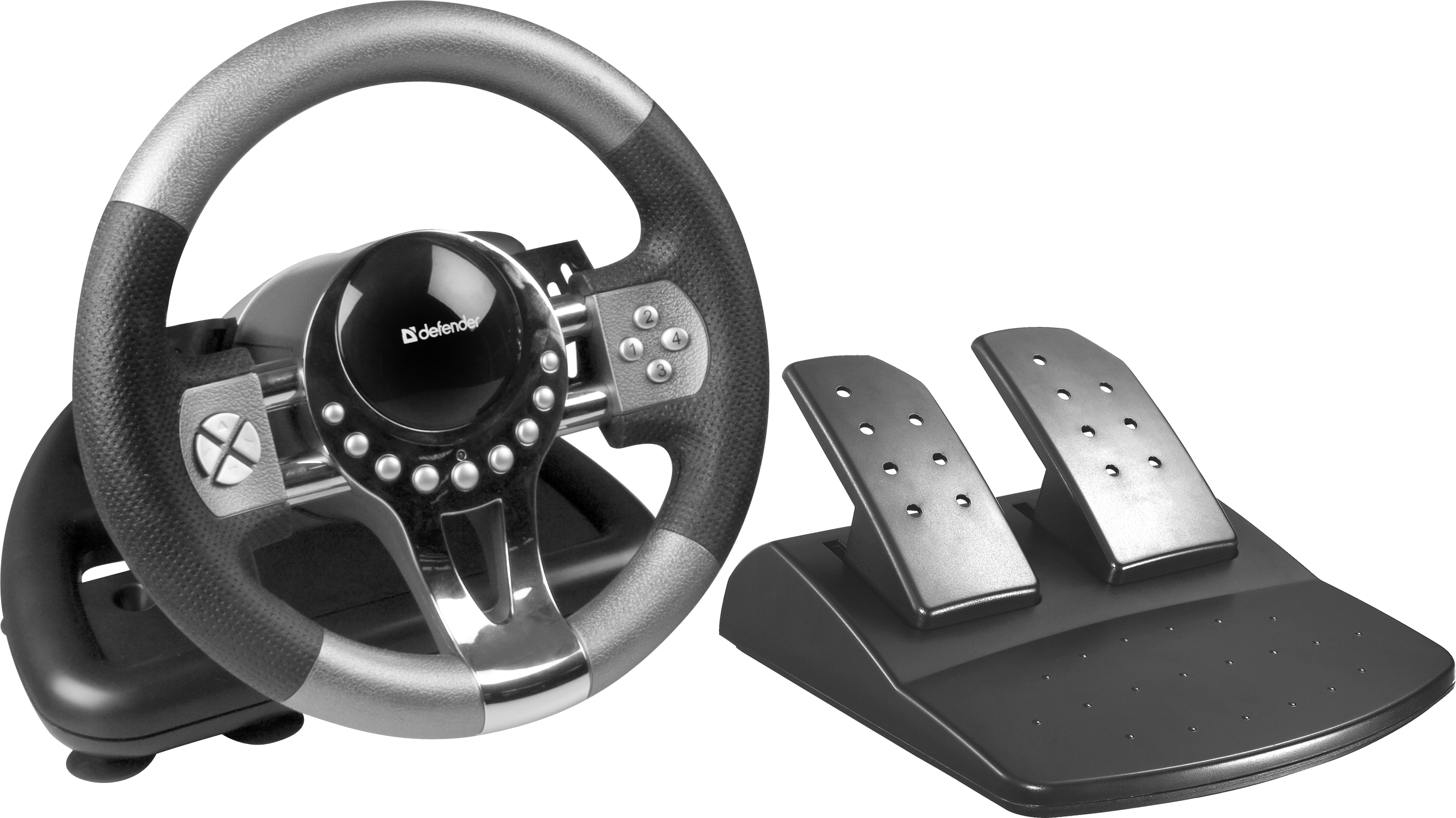 64367 игровой руль forsage gtr usb, 12 кнопок, рычаг передач Defender Santreyd  - Вид №5