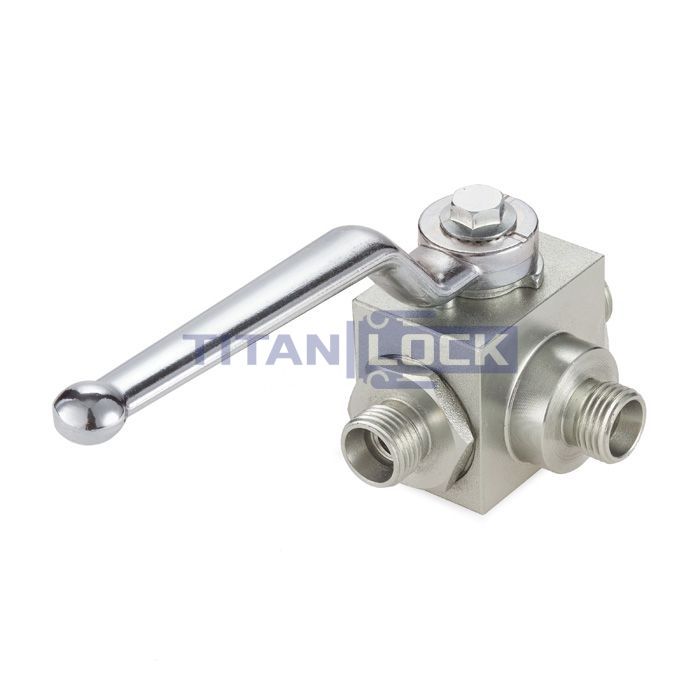 Гидравлический шаровый кран трехходовой, DN 20 (M30X2), типа НР, сталь, TLHYD3V3/4M TITAN LOCK 