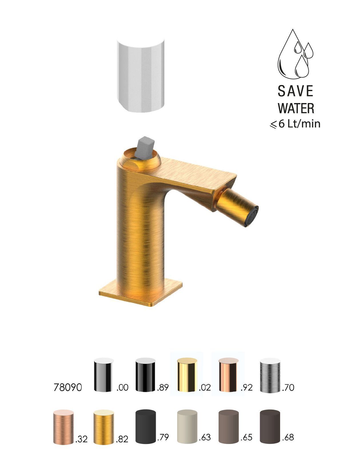 Однорычажный смеситель для биде с ограничителем расхода Rubinetterie Frattini Narciso S ARCH-00114022 - Вид №12