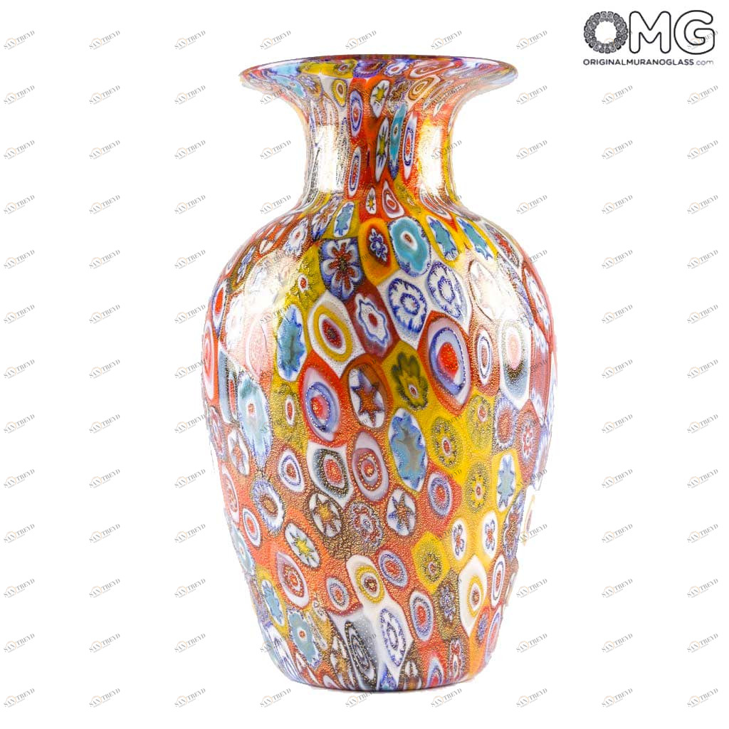 2447 ORIGINALMURANOGLASS Ваза миллефиори из муранского стекла - Original Murano Glass OMG 11 см 