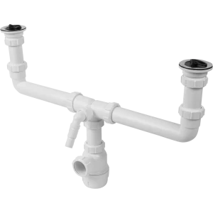 Сифон для двойной мойки McAlpine с выпуском регулируемый по высоте ø40 мм полипропилен MRSK5-A