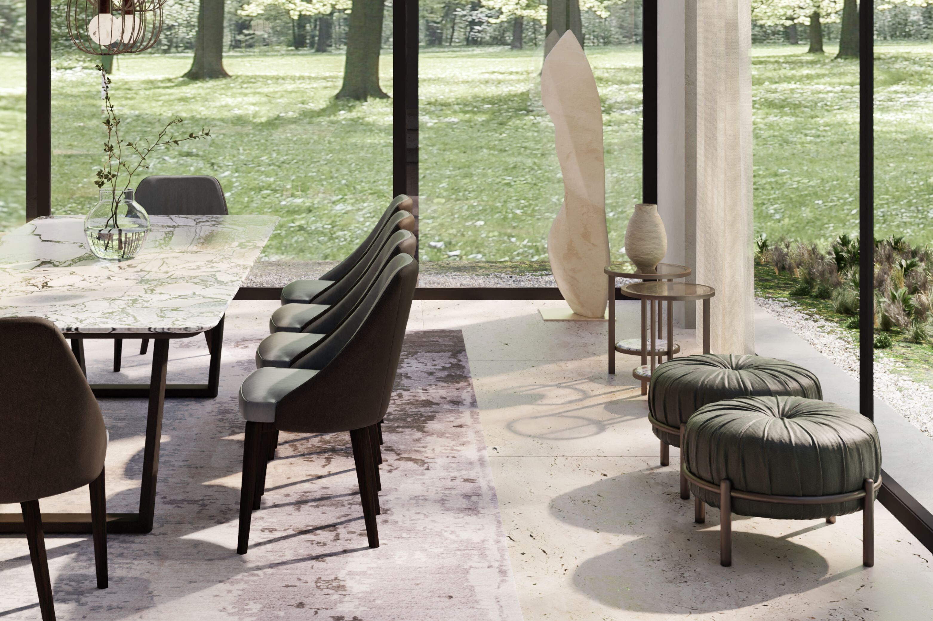 Круглый кожаный пуф Borzalino Bonbon ARCH-00058604 - Вид №4