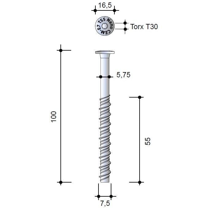 Оцинкованный винтовой соединитель для бетонной съемки TECNARIA NANO CEM-E ARCH-00097451 - Вид №2