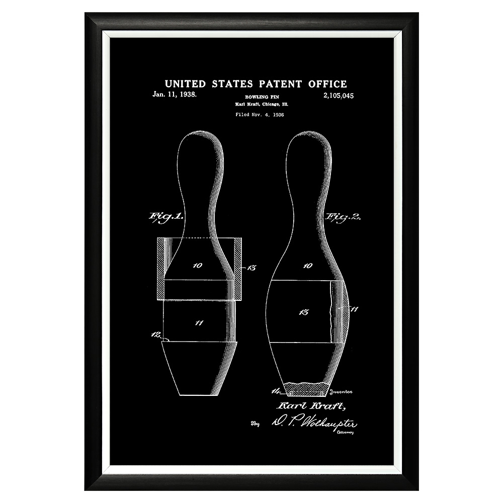 896521287_1818 Арт-постер «Патент на кеглю для боулинга, 1938» Object Desire 