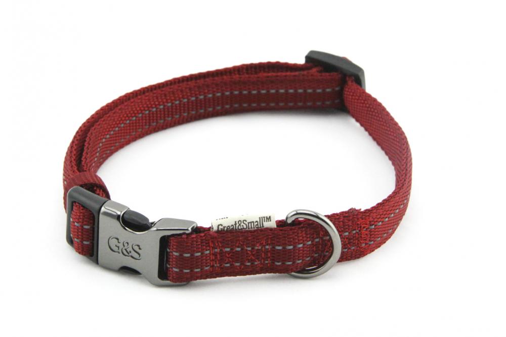 ПР0043596 Ошейник для собак со светоотражающей острочкой 20х350-550мм нейлон красный Great&Small 