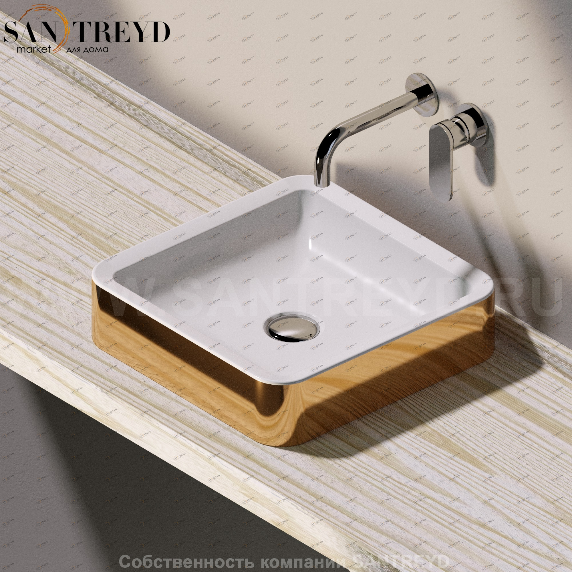 NL40AGOLD Накладная раковина под столешницу  квадратная Ceramica Flaminia Nile