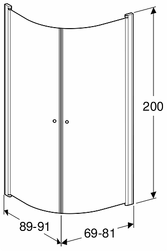 500.997.00.5 IDO Showerama 10-4 душевая стенка для круглого углового душа, IDO Showerama 10-4, матовые профили / прозрачное стекло, 800x900 мм  - Вид №5