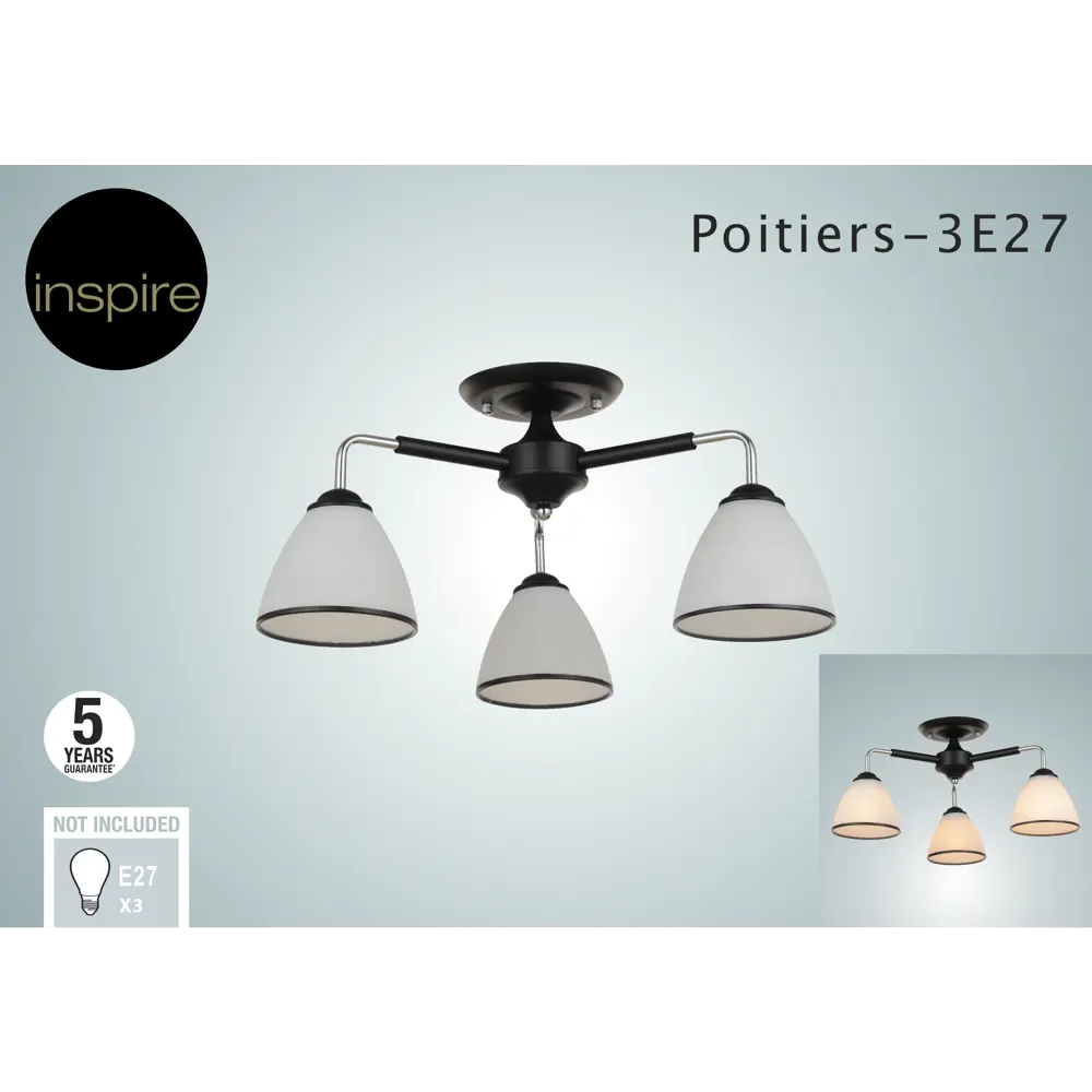 Люстра Inspire Poitiers с текстурными стеклянными плафонами, 3 лампы 85113380 STLM-0058957 - Вид №6