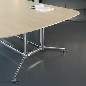 Прямоугольный стол для совещаний из алюминия и дерева