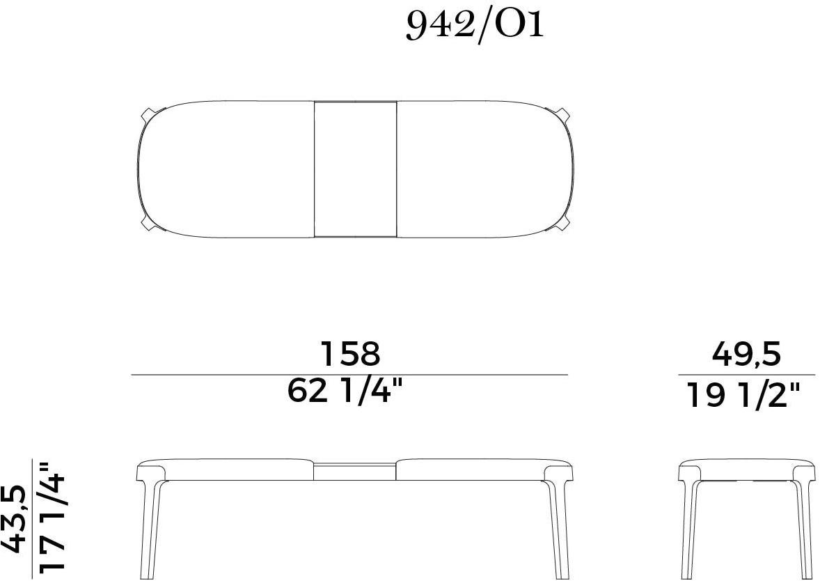 Potocco Кожаная скамейка Velis 942/01 - Вид №4