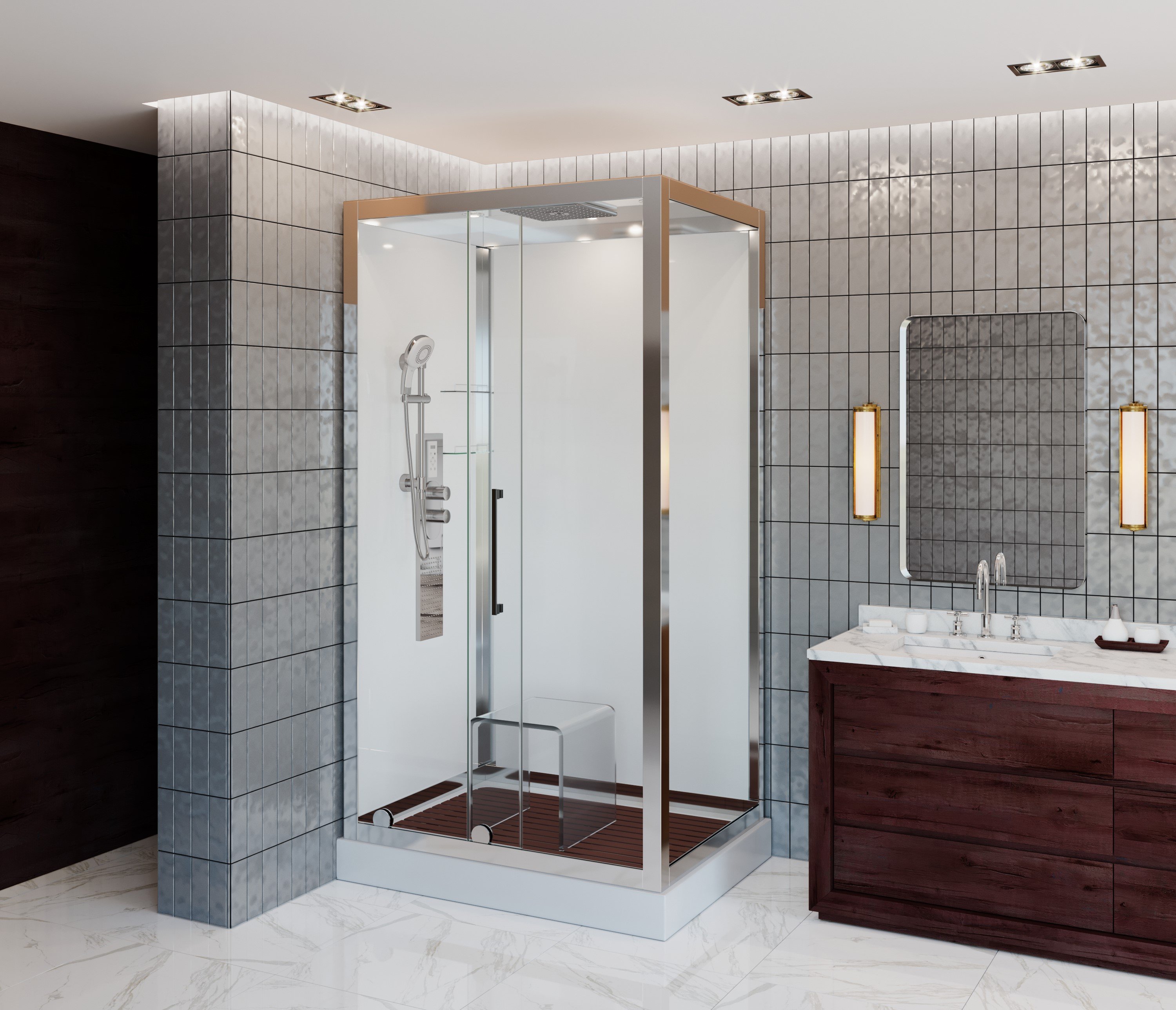 L 801 N с гидромассажем BLACK Душевая кабина DETO Серия L Z120 KERAVA с электрикой - Вид №31