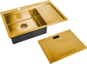 Мойка кухонная ZorG Master N ZM N-7852-L BRONZE из нержавеющей стали с накладкой, бронза