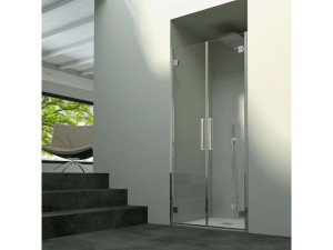 Алюминиевая и стеклянная нишевая душевая кабина с распашной дверью
