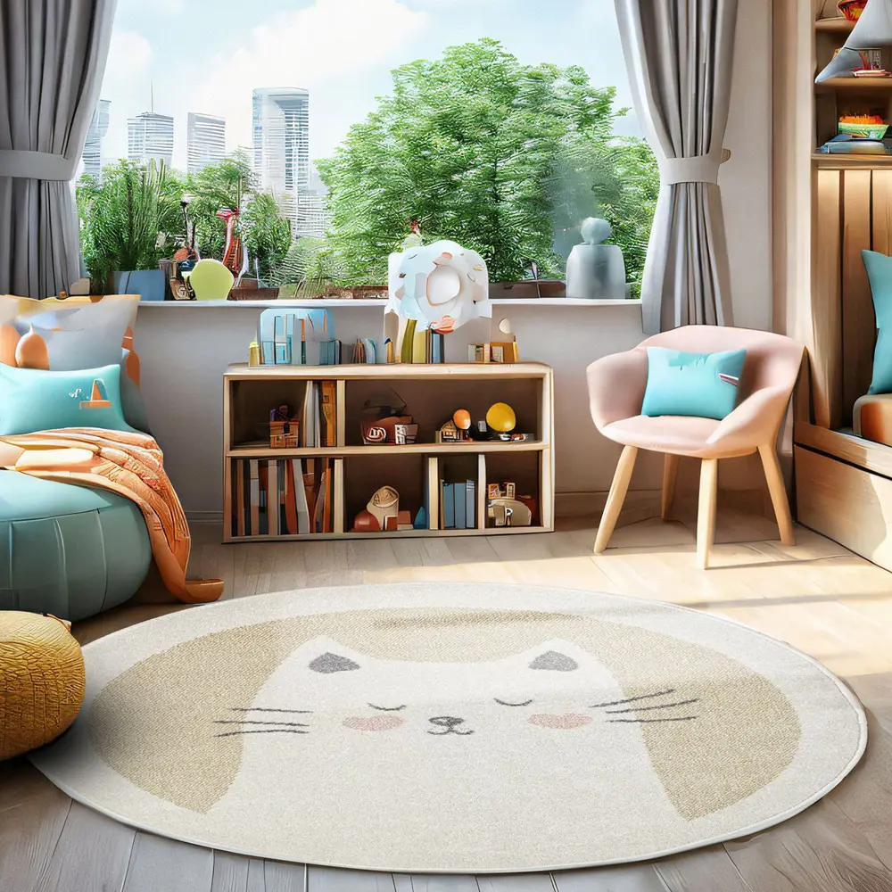 Santreyd Ковер Призма круглый желтый с ворсом фризе для интерьера 89376440 STLM-1381227