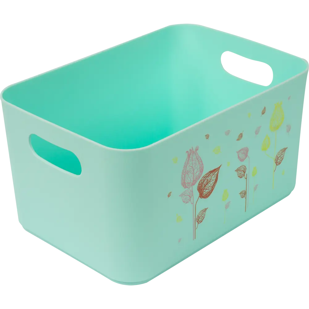 Корзина Flowers Pattern 15.79x12.12x11.5 см пластик цвет мята BEROSSI STLM-2036576 - Вид №1