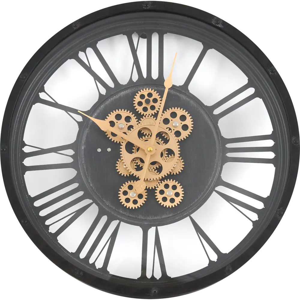 Часы настенные Dream River Шестеренки круглые металл цвет черно-коричневый  ø46  см STLM-2174512 - Вид №1