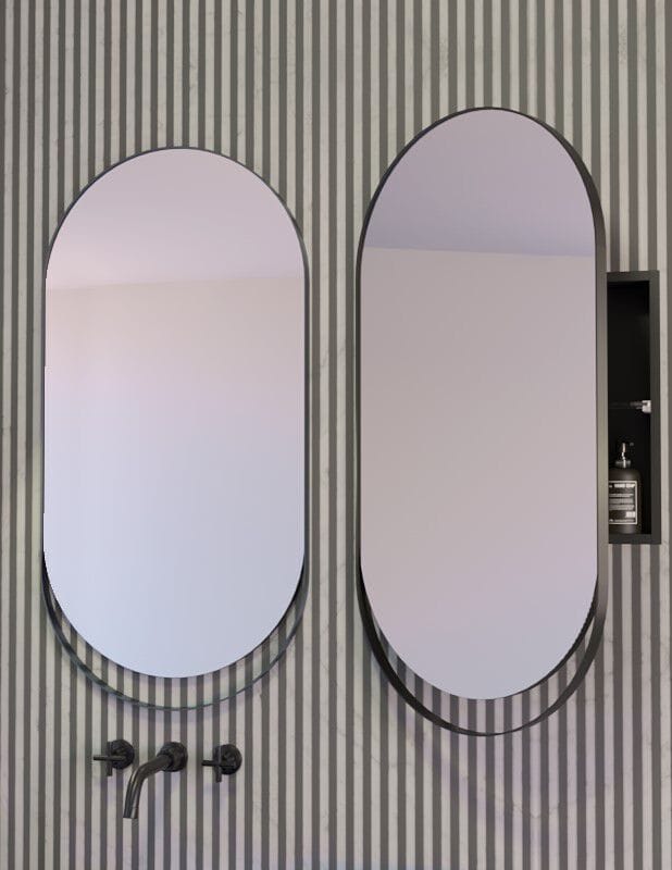 Настенное металлическое овальное зеркало с контейнером DDL TAMAGO WALL ARCH-00005228 - Вид №2