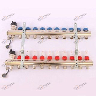 Коллектор 1'х3/4" ЕК 10 выходов EMMETI TOPWAY с расходомерами и вентилями 1298226