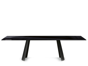 Прямоугольный Хрустальный стол с металлическим основанием