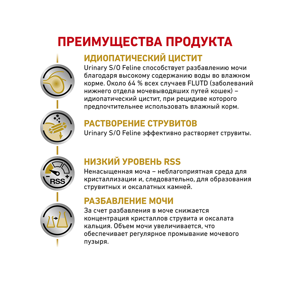 ПР0048731 Корм для кошек Vet Diet Urinary S/O при мочекаменной болезни, цыпленок (соус) пауч 85г ROYAL CANIN  - Вид №3