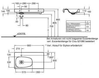 123690000 Подвесная раковина настенная прямоугольная Keramag  - Вид №1