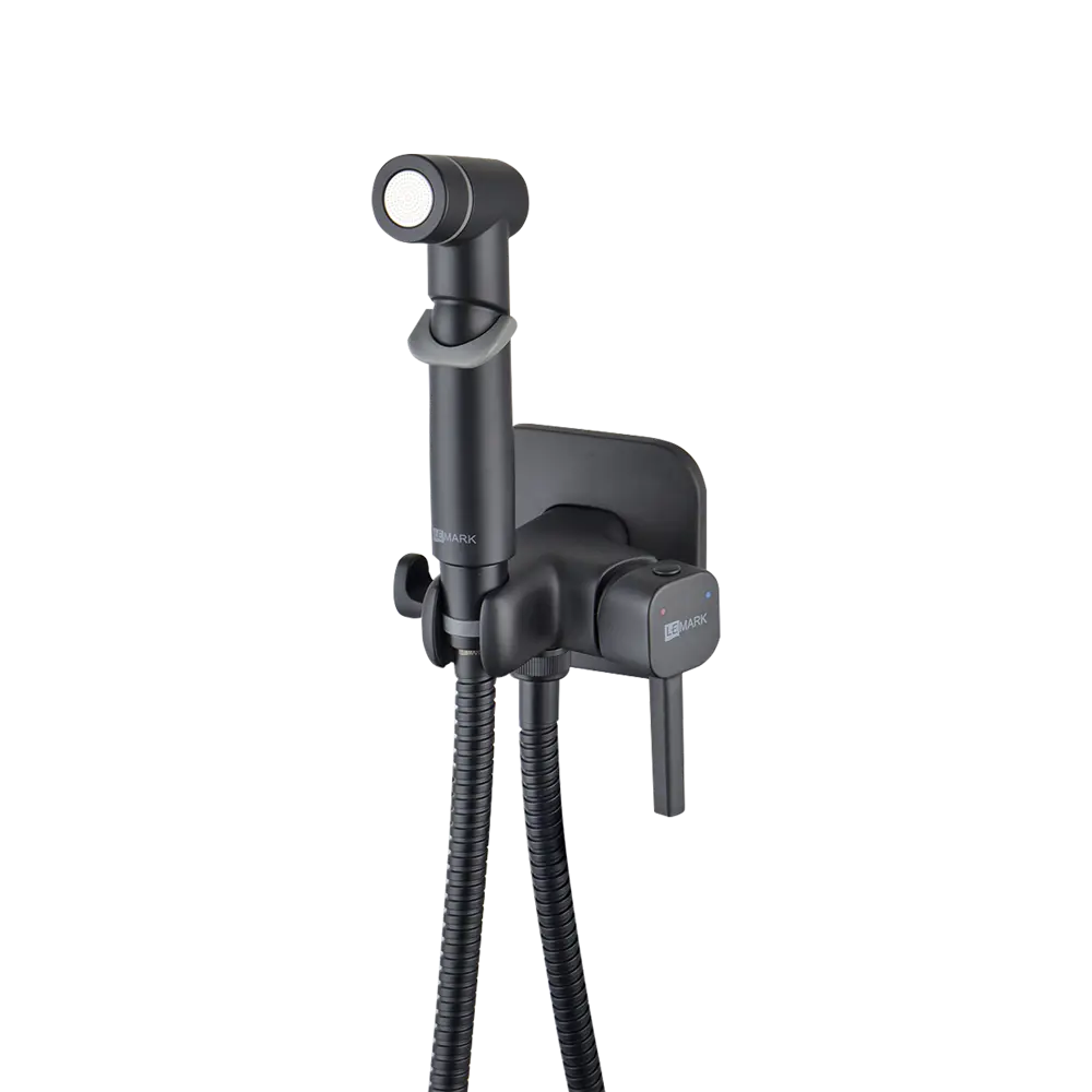 Смеситель с гигиеническим душем Lemark Solo LR7165BL однорычажный цвет черный STLM-2166020